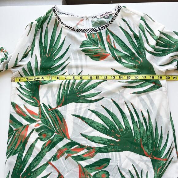 Jealous Tomato Tropical Print Semi Sheer Blouse Medium Lightweight Long Sleeve - Picture 10 of 11